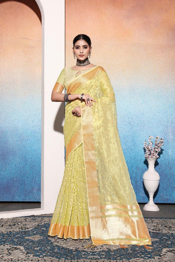 Ethnic Motifs Zari Woven Design Banarasi Saree